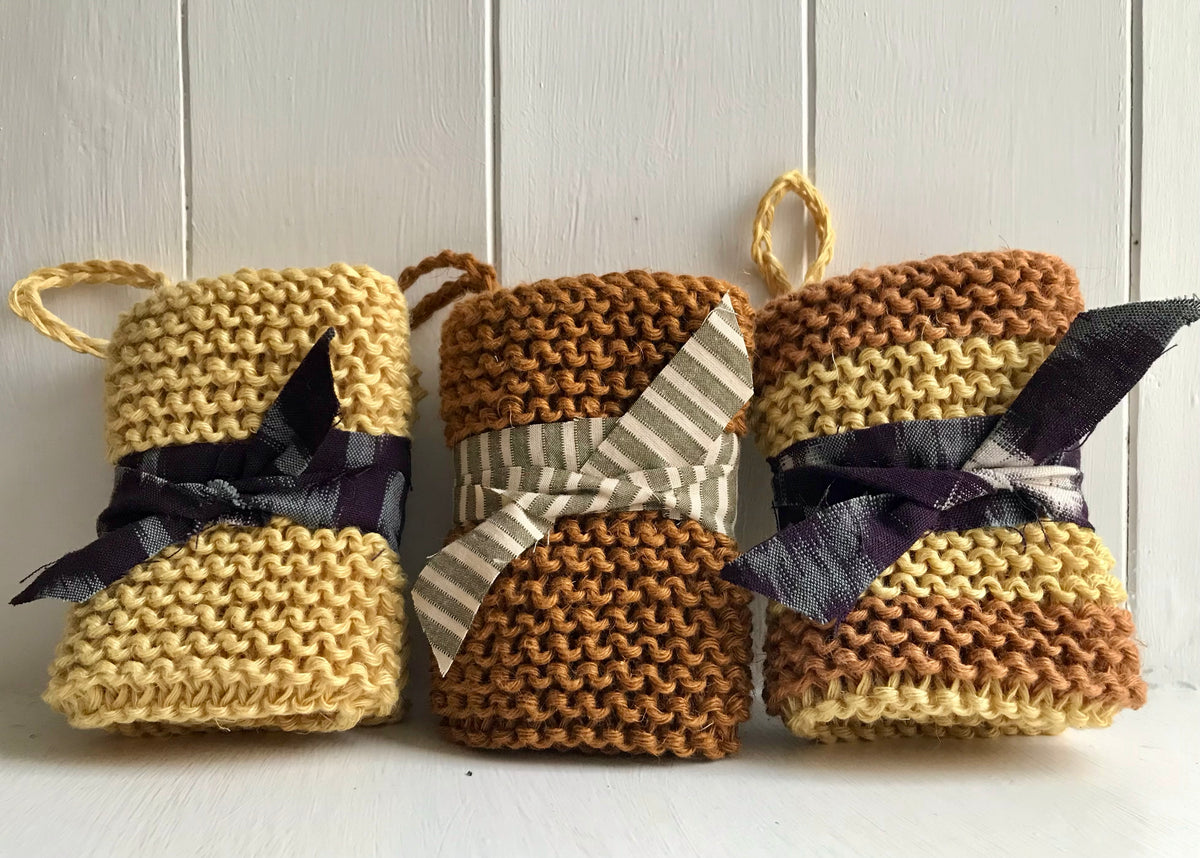 Handknitted Linen Cloth - Burnt Ochre